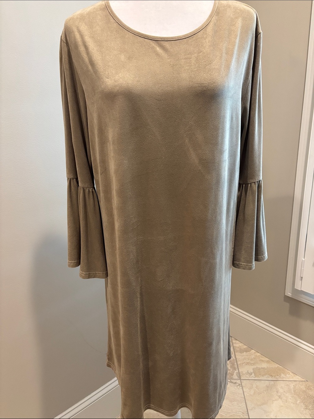 Simply Southern Taupe Bell Sleeve Shift Dress